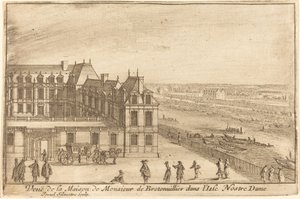 Utsikt över huset av Monsieur de Bretonuiller i Isle Nostre Dame av Israël Silvestre
