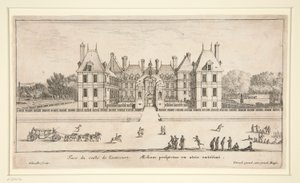 Utsikt över Chateau Liencourt: The Forecourt av Israël Silvestre