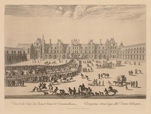 Utsikt över Cour du Cheval-Blanc i Fontainebleau av Israël Silvestre