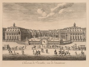Utsikt över slottet i Versailles, sett från förgården, 1682.