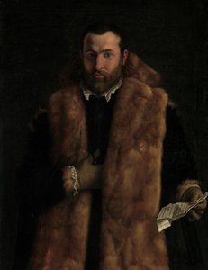 Porträtt av en man i en pälsklippt kappa, ca. 1540.