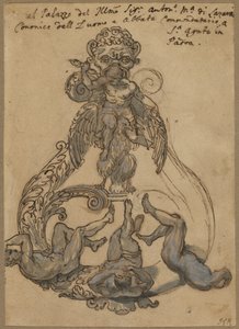 Dörrknacker med Zeus Vanguishing Giants av Italian 17th Century or Italian 18th Century