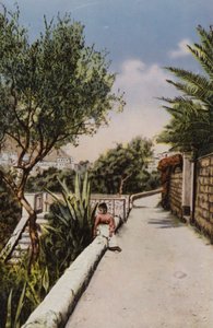 Capri: Via Tragara (färglitografi) av Italian Photographer