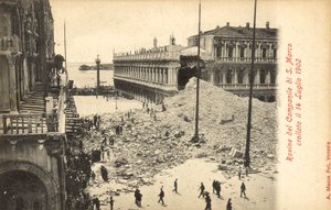 Kollaps av Campanile of San Marco, Venedig, 14 juli 1902 av Italian Photographer