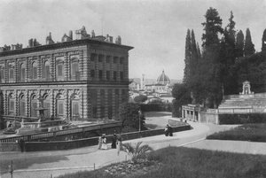 Florens och Palazzo Pitti, bakre del med utsikt över katedralen (s/v foto) av Italian Photographer