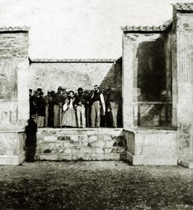 Giuseppe Garibaldi med Giuseppe Fiorelli på besök i Pompeji av Italian Photographer