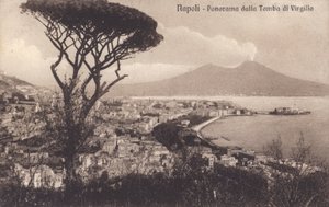 Neapel - Neapel, Panorama från Vergilius grav (svartvitt foto) av Italian Photographer