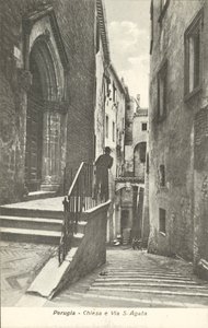 Perugia: Kyrkan och Via S. Agata (svartvitt foto) av Italian Photographer