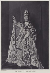 Påven Leo XIII på den påvliga tronen (s/v foto) av Italian Photographer