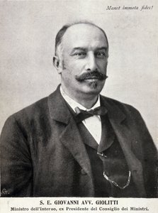 Porträtt av Giovanni Giolitti (1842-1928), italiensk politiker. av Italian Photographer
