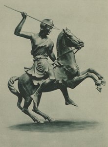 Romersk staty av en amazone till häst hittad i Herculaneum (s/v-foto) av Italian Photographer