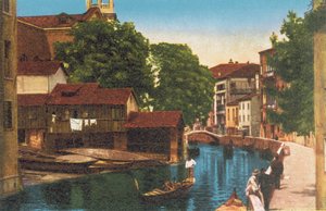 Venedig/Venice: Rio och Ponte S Trovaso Alle Zattere (färgfoto) av Italian Photographer