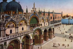Venezia / Venedig: Basilikans fasad sedd från Torre dell