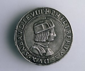 4-Teston-mynt (framsidan) av Philibert II av Savojen (1497-1504), 1400-1500-talet (silver) (för baksidan se 165733)