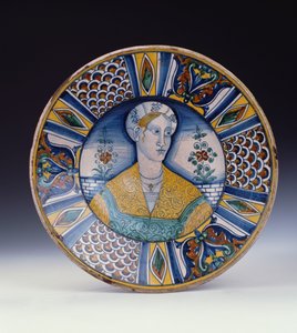 Ett stort porträttfat från Deruta, ca 1530 av Italian School