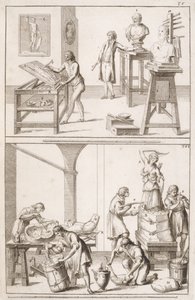 A Sculptors Studio, ca 1800 av Italian School
