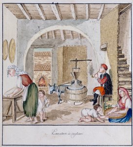 En rustik interiör i Cagliari, tryck ms. 258, Luzzetti Collection av Italian School