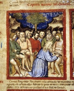 Abraham omskär judarna, illustration från "The Codex of Padua" 1390-1400 av Italian School