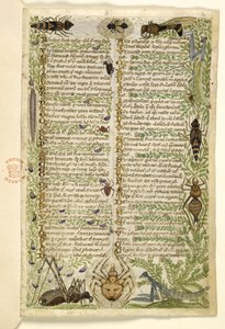 Lägg till MS 28841 f.006r Blad från en prosaavhandling om de sju lasterna och en vers om händelser från Siciliens historia på Fredrik II:s tid, av Cocharelli, ca 1330-40 av Italian School