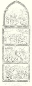 Agnolo Gaddi, vänster sida av kören Santa Croce, historia om det heliga korset (gravyr) av Italian School