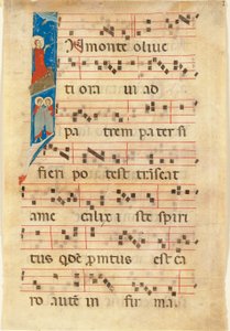 Agony in the Garden, historisk initial I på ett blad från en upplyst manuskriptkörbok (vellum) av Italian School