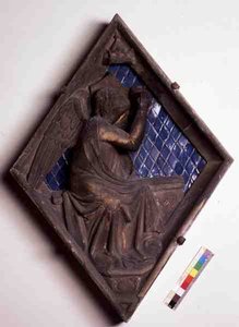 Allegorisk figur, reliefplatta från Campanile (marmor och keramik) av Italian School