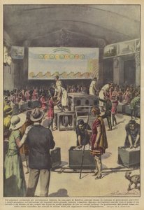 En originell ceremoni för en originell utlottning (färglitografi) av Italian School