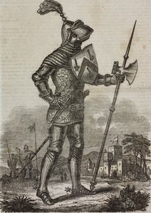 Rustning från eran av kung Henry V av England, illustration från "Teatro Universale..." av Italian School