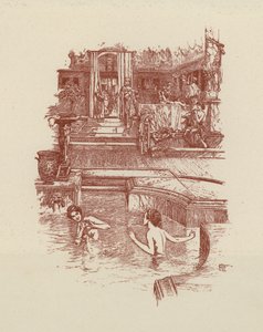 Romerskt bad (litografi) av Italian School