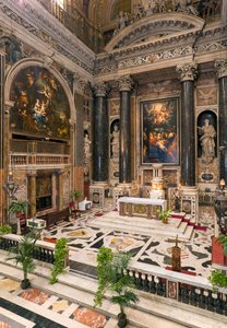 Barockkonst: Interiörvy av Jesuitkyrkan av det heliga namnet Jesus (chiesa del Gesu) i Rom av Italian School