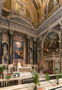 Barockkonst: Interiörvy av Jesuitkyrkan av det heliga namnet Jesus (chiesa del Gesu) i Rom av Italian School