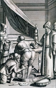 Blodsläpp i benen, från Medicina Aegyptiorum av Prospero Alpini, publicerad 1745 av Italian School