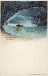 Blå grottan, Capri (färglitografi) av Italian School