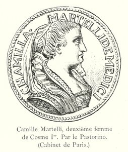 Camille Martelli, andra fru till Cosimo I, Av Pastorino, Cabinet de Paris (gravyr) av Italian School