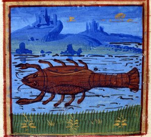 Cancer tecken. Italienskt horoskop; mitten av 1400-talet. av Italian School
