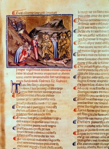 Canto XXIII Dante och Vergilius i hycklarnas krets, med Kaifas korsfäst på marken, från den gudomliga komedin (inferno), c.1313 av Italian School