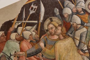 Capture of Christ, av mästare över den högra absiden av St Francis i Montefalco, fristående fresk, slutet av XIV-talet av Italian School
