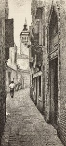 Carlo Goldonis hus i Venedig, Italien, gravyr från teckning av A Lazzaretti, från L