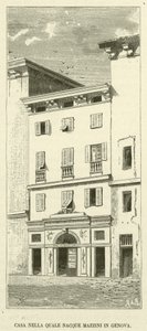 Hus där Mazzini föddes i Genua (gravyr) av Italian School