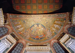 Kristus på tronen (mosaik) av Italian School
