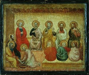 Kristus tvättar lärjungarnas fötter, Arezzo, ca 1390 av Italian School