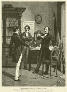 Fem dagar i Milano, 21 mars 1848 (gravyr) av Italian School