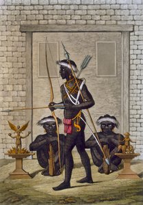 Kongos stammän och fetischfigurer vaktar Sabas eller suveränens palats, ca 1820-30-talen av Italian School