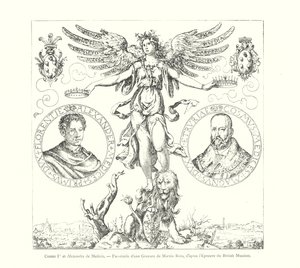 Cosimo I och Alexander de Medici, Faksimil av en gravyr av Martin Rota, efter British Museum Print (gravyr) av Italian School
