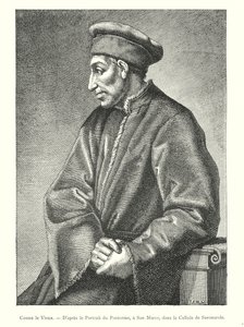 Cosimo den äldre, efter porträttet av Pontormo, på San Marco, i Savonarolas cell (gravyr) av Italian School