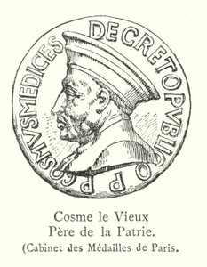 Cosimo den äldre, Fader till Fäderlandet, Paris Medaljkabinett (gravyr) av Italian School