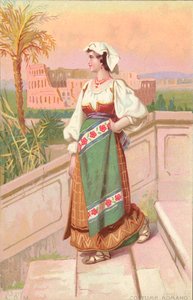 Romersk dräkt (chromolitho) av Italian School