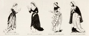 Kostymer från operan Falstaff av Verdi, från LIllustrazione Italiana, XX, N. 8, 19 februari 1893 av Italian School