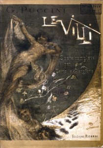 Omslag till partituren till "" Le Villi", Operan (1884) i två akter för Puccinis sång och piano (1858 - 1924). Ricordi Editions. av Italian School