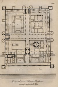 Kroatien - Split (Spalato) - Rekonstruerat Diocletianus palats av Robert Adam (den romerske kejsaren Diocletianus palats (Gaius Aurelius Valerius Diocletianus, 245-316) Gravyr från "" Seder och seder för alla folk i universum. av Italian School